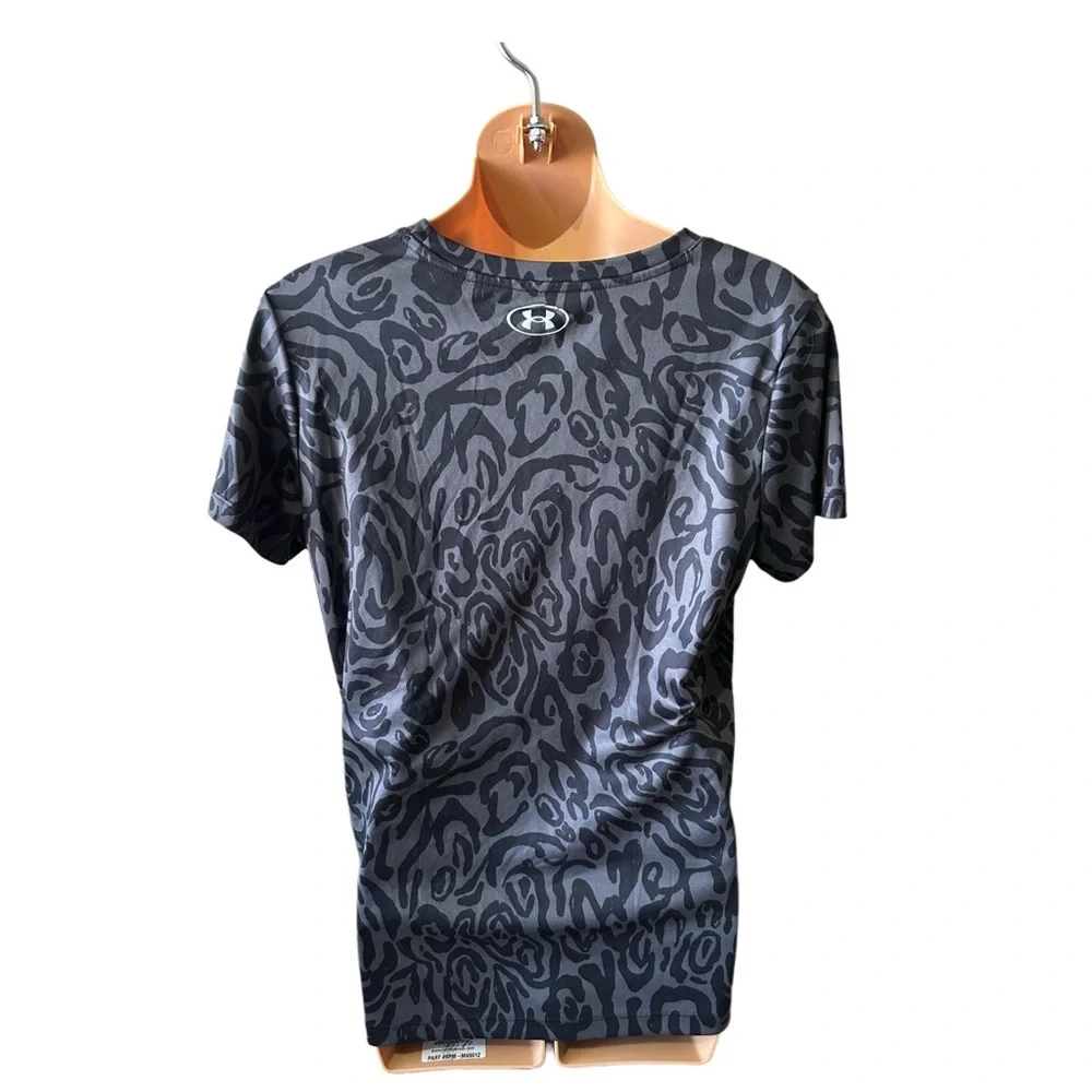 Under Armour Women's Black and Dark Gray Animal Print Short Sleeve Tee - Picture 2 of 8